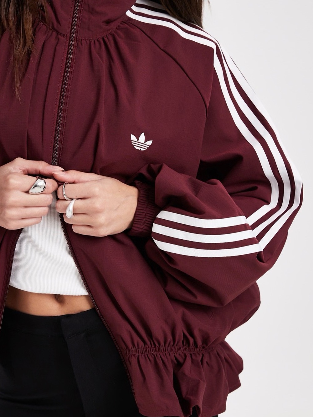 NWT adidas Originals Firebird Blousy Track Top in Shadow Red - Picture 4 of 4